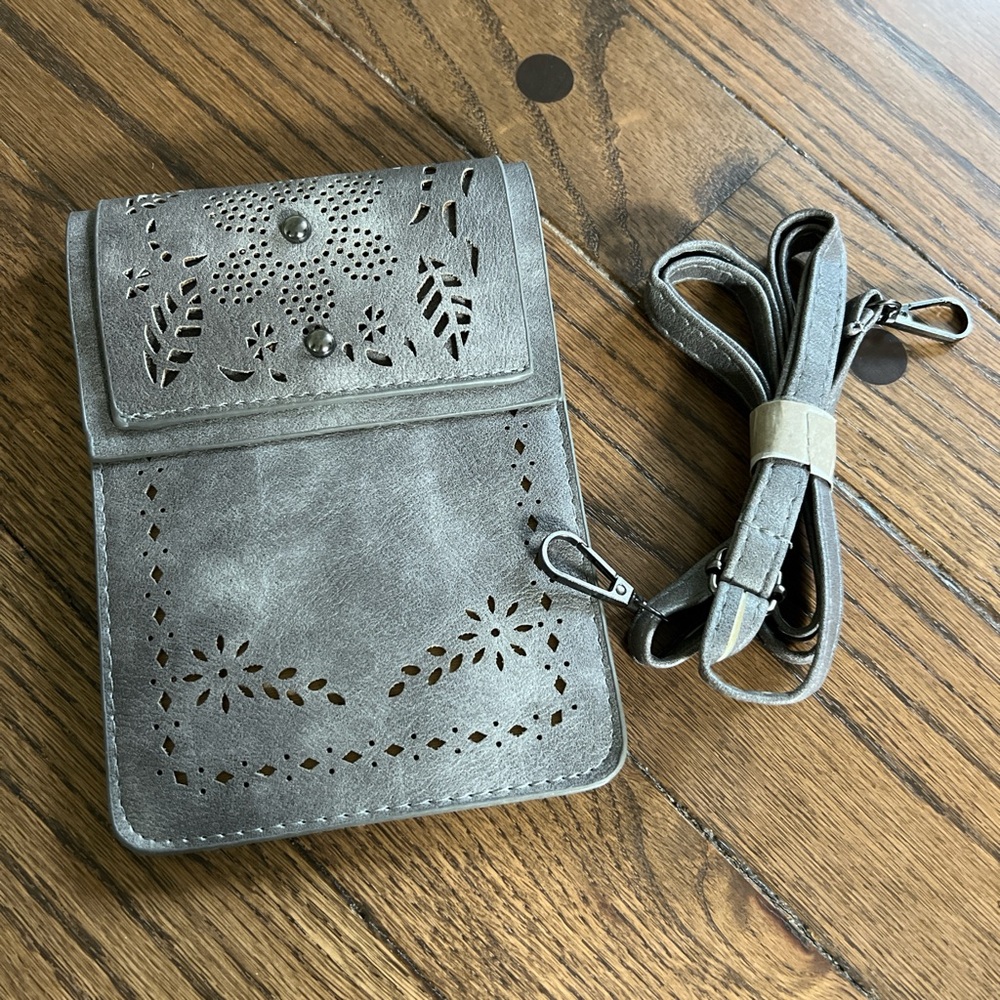 Gray Crossbody Bag with Cutout Design